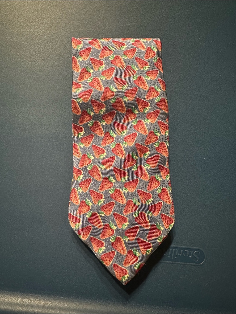 Ermenegildo Zegna Red Strawberry Pattern Tie on Gray